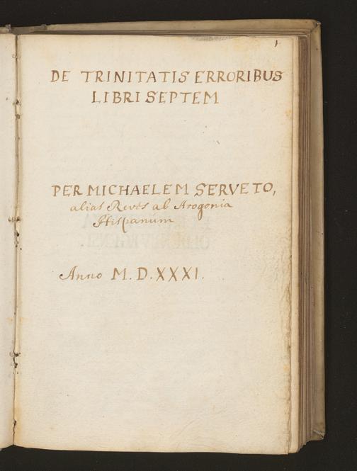 Cim I 62 — Michael Servetus: De trinitatis erroribus libri septem — 17. Jh., zweite Hälfte